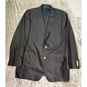 Brooks Brothers Country Club Blazer Mens 44 XL Blue Wool Gold Button Jacket USA